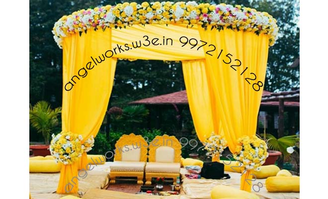 mandap decoration standard elegant yellow round