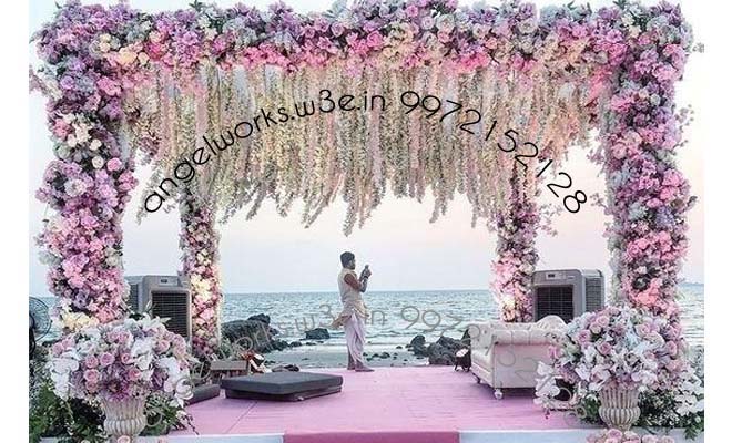 mandap decorations in bangalore elegant four pillars full flowers
