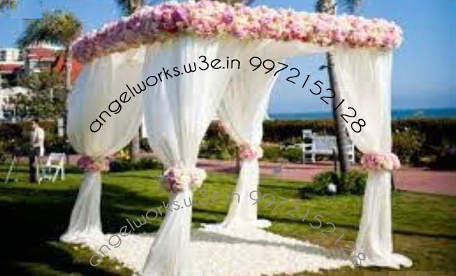 mandap decoration elegant simple white pink