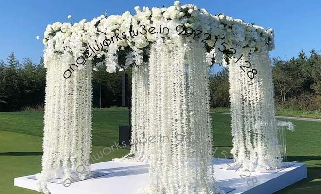 best mandap decorators in bangalore very elegant white wide pillars