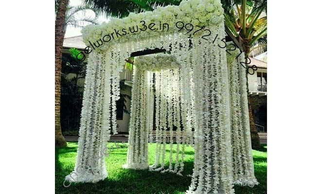mandap decoration very elegant white normal pillars