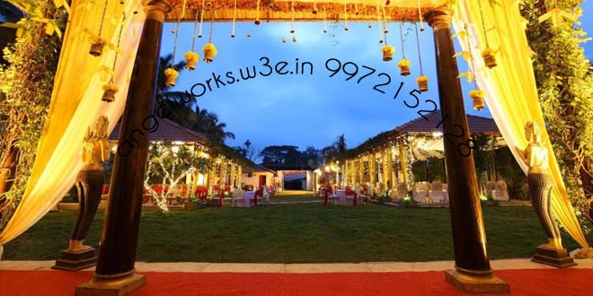 outdoor mandap decoration setup in a south bangalore resort